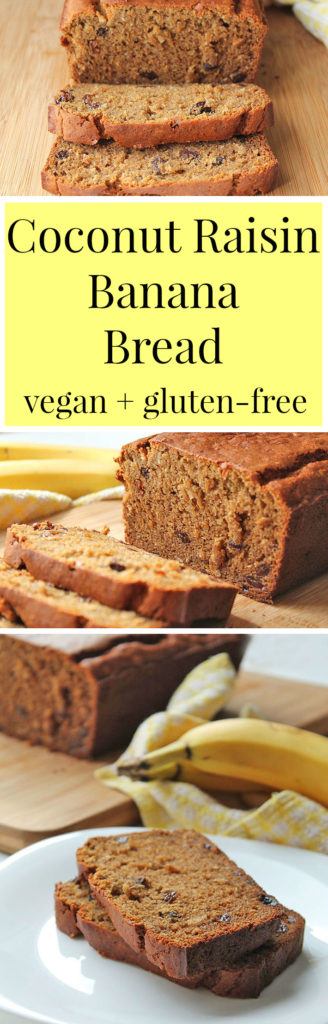 Take a break from plain old banana bread and shake things up with this quick and easy vegan gluten free coconut raisin banana bread!