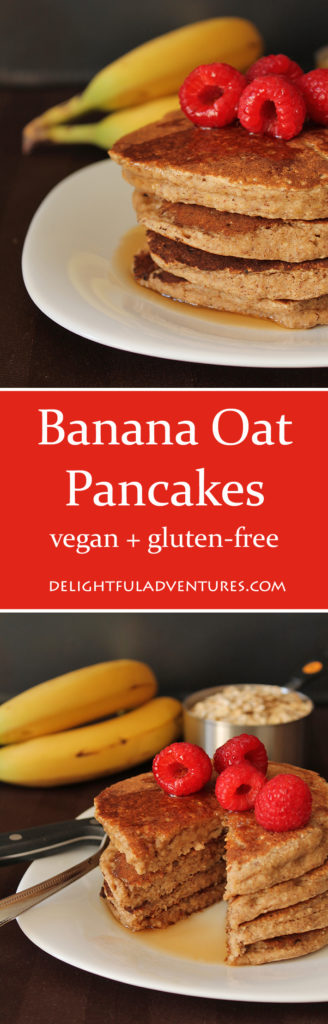 These easy vegan gluten free, banana oat pancakes will become your new favourite weekend breakfast (or lunch...or supper!).