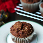 Vegan Gluten Free Gingerbread Chocolate Chip Muffins on a white plate.