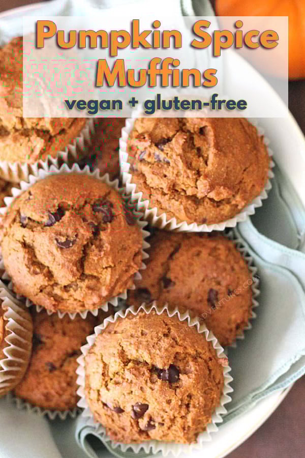 Vegan gluten free pumpkin spice muffins that are so easy to make and so delicious, you'll want to make them year-round—not just during the fall. #vegan #veganglutenfree #pumpkinmuffins #veganpumpkinrecipe