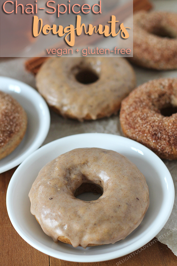 Baked Vegan Doughnuts flavoured with warm chai spices are the perfect treat to make and serve as snacks or to enjoy with your afternoon chai tea.