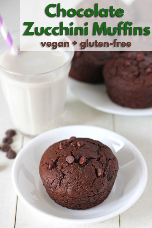 Soft, fluffy, Vegan Gluten-Free Chocolate Zucchini Muffins that taste like rich chocolate cake! These easy-to-make dark chocolate zucchini muffin treats will satisfy all of your chocolate cravings.