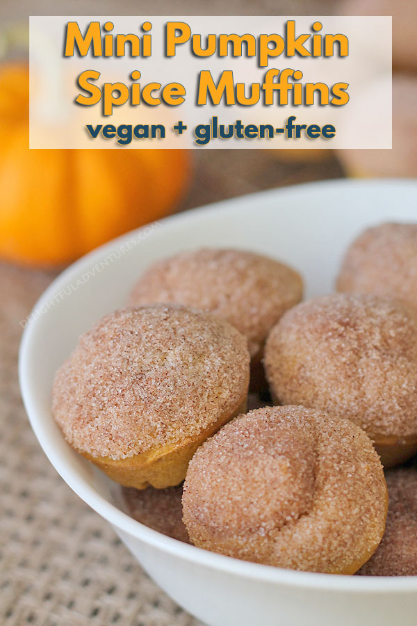 These vegan gluten free pumpkin spice mini muffins are the perfect treat for fall—or any other time of year. Enjoy these vegan pumpkin muffins with a latte or on their own!