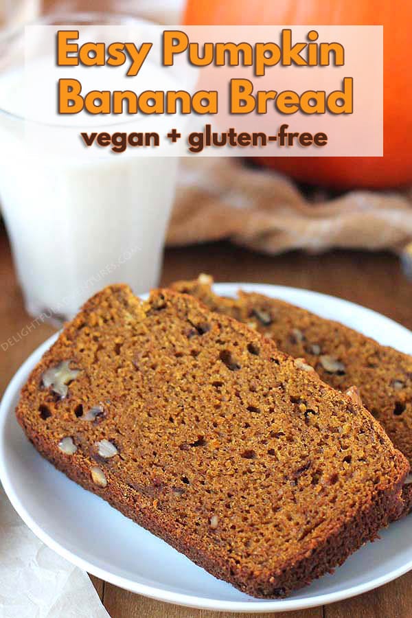 Can't decide between banana bread and pumpkin bread? Then make this Vegan Gluten Free Pumpkin Banana Bread which blends the flavours of both, perfectly.