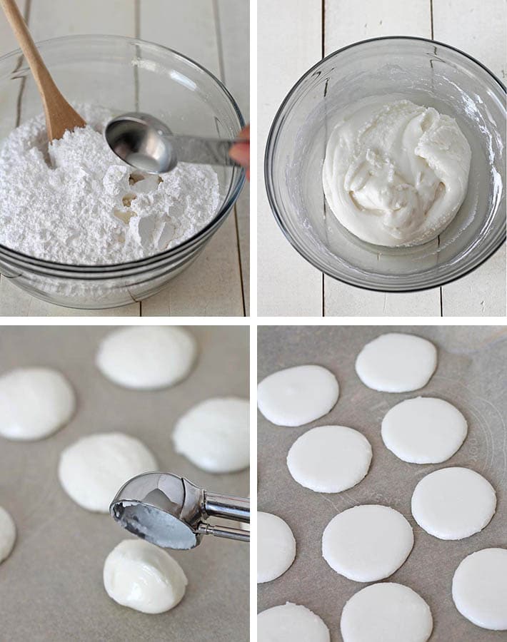 Collage image showing the first set of steps to make Vegan Peppermint Patties.