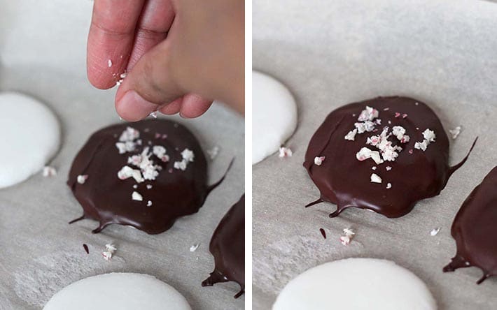 Collage image showing the third set of steps to make Vegan Peppermint Patties.