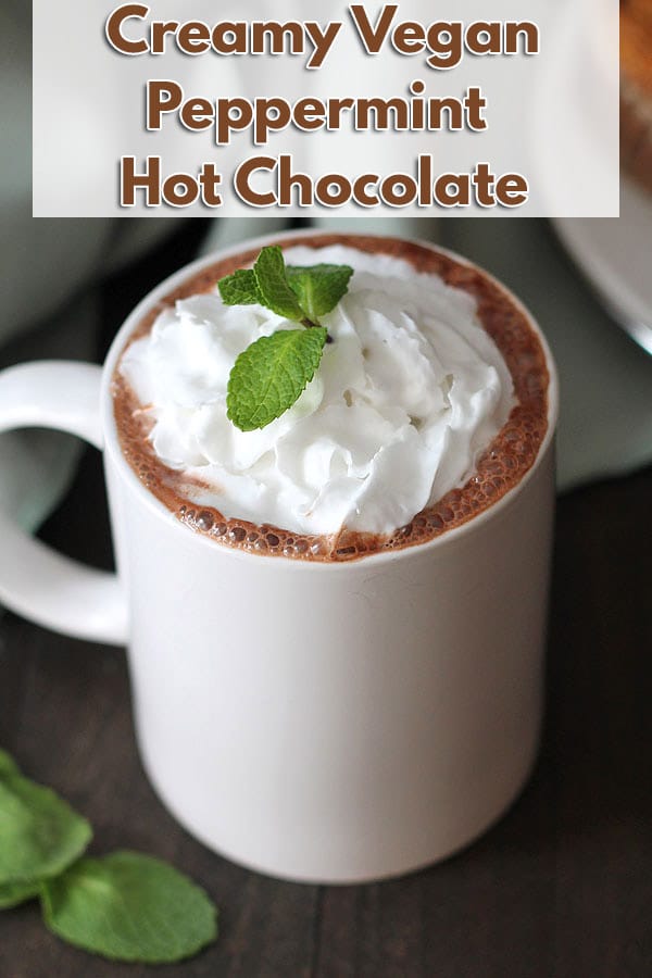 4 ingredients is all you need to make yourself a mug of dairy-free, decadent vegan peppermint hot chocolate. A nice, sweet warm up on a chilly day!