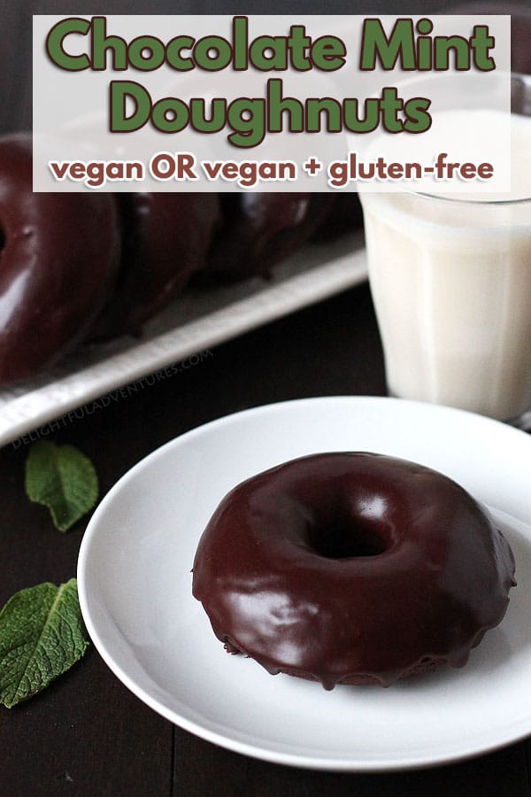 Fix that chocolate craving with vegan gluten free chocolate mint doughnuts that are baked, so they're fluffy and light, and filled with rich chocolaty flavour!