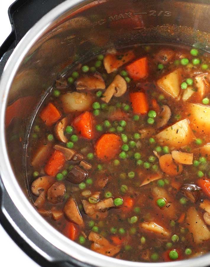 Finished mushroom stew in the Instant Pot.