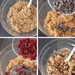 First sequence of steps needed to make Oatmeal Cranberry Chocolate Chip Cookies.