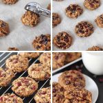 Second sequence of steps needed to make Oatmeal Cranberry Chocolate Chip Cookies.