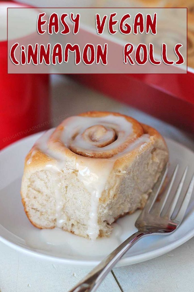 Soft, fluffy, easy vegan cinnamon rolls that can be made and baked right away or prepared the day before and baked in the morning. They're perfect for enjoying with tea or serving at brunches, breakfast or during the holidays!