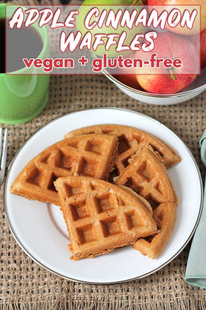 Vegan gluten-free apple cinnamon waffles that are crispy on the outside and fluffy on the inside. They're easy-to-make, perfectly spiced, and so delicious!