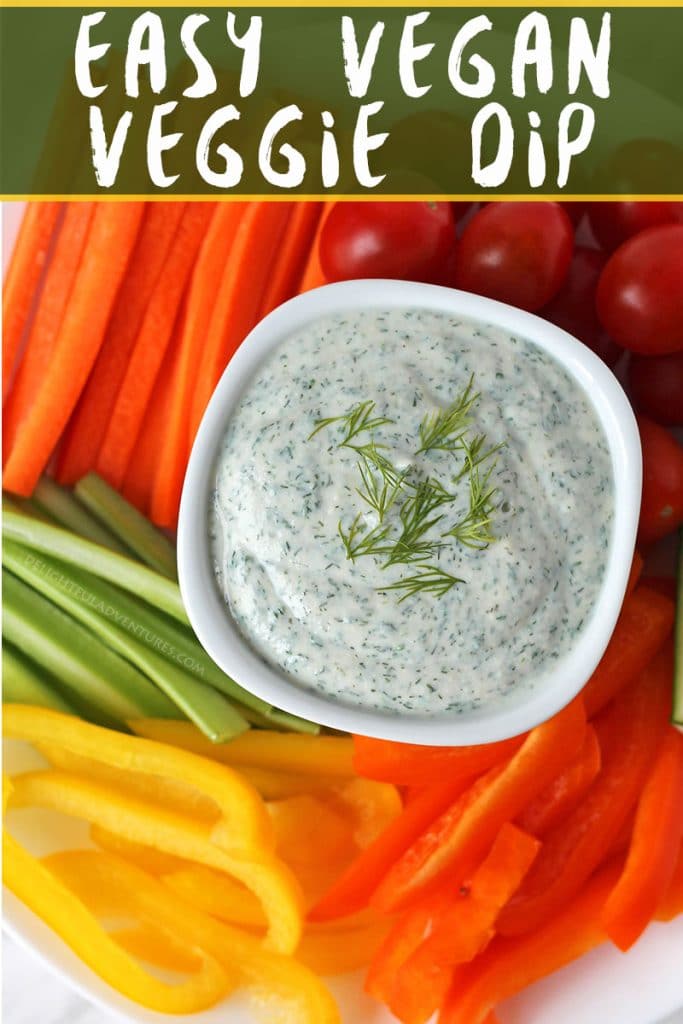 This is the perfect creamy vegan veggie dip to serve at a party, a potluck, or just for snacking on at home. It's nut-free, dairy-free, and oil-free!