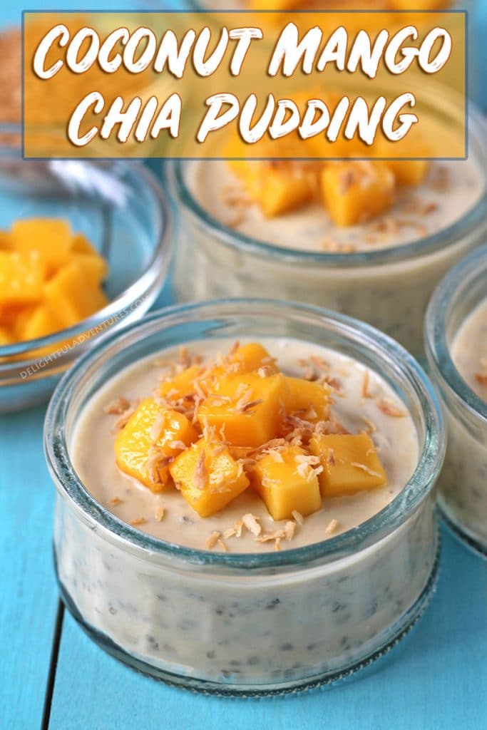 A delicious, creamy coconut mango chia pudding recipe that you can serve as a snack or enjoy for breakfast. All you need is 4 simple ingredients!
