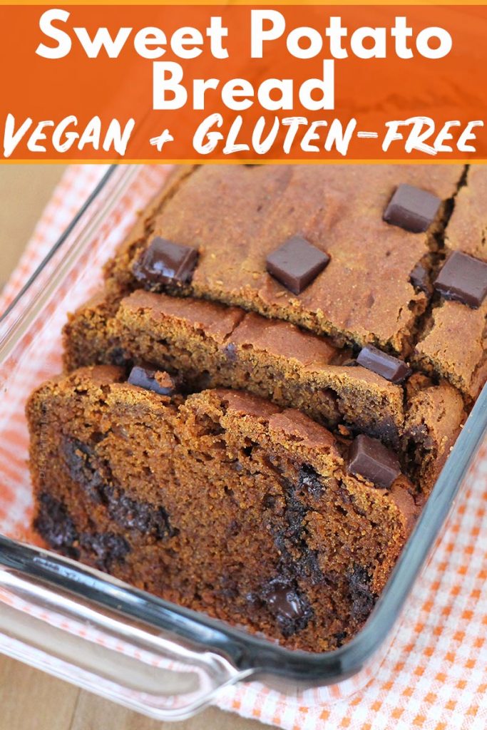 Gluten free sweet potato bread that's loaded with chocolate and warm, fragrant spices. Not only is this recipe easy to make, it's also vegan and filled with flavor.