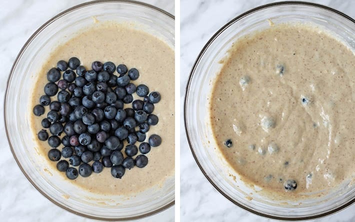 First sequence of steps needed to make easy vegan pancakes.