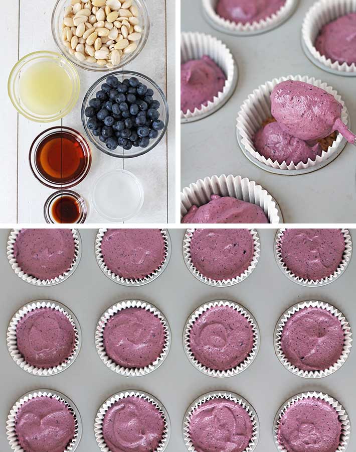 Second sequence of steps needed to make blueberry dairy free cheesecake.