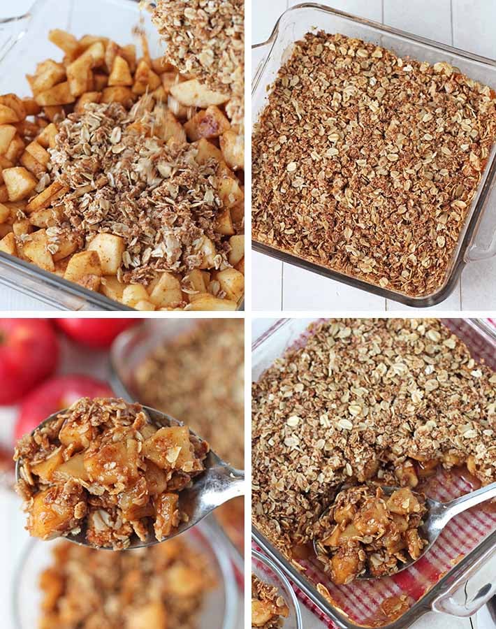 Second sequence of steps needed to make vegan apple crisp.