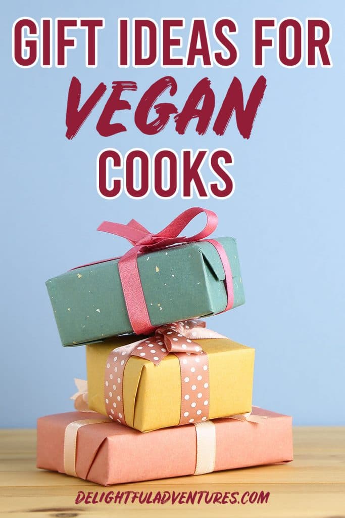 Pinterest image to promote a list of gifts for vegan cooks.