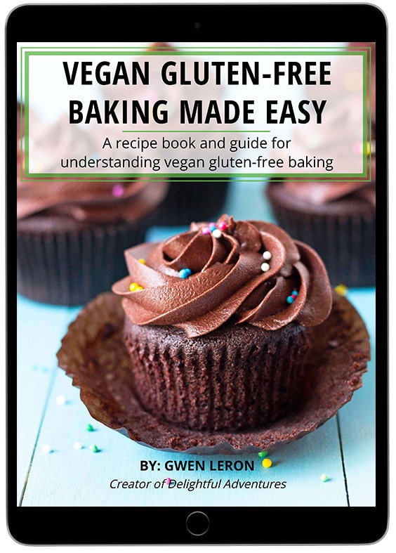 An ipad showing the ebook Vegan-Gluten-Free Baking for Beginners.