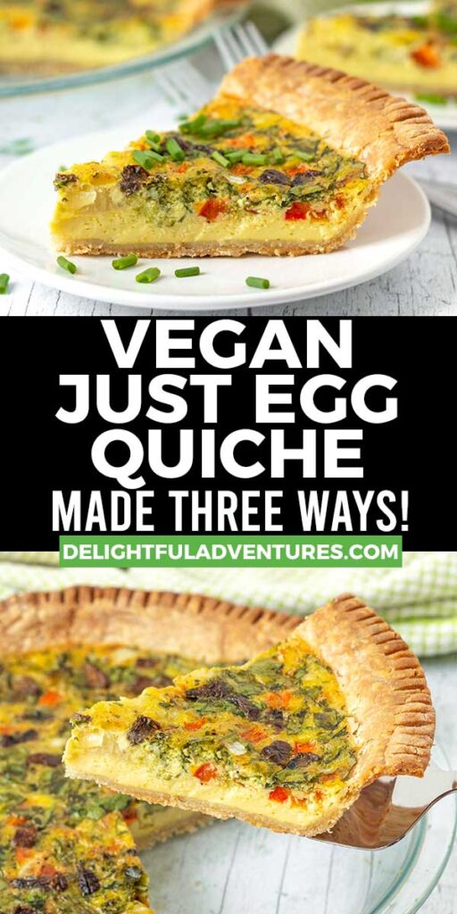 Pinterest pin showing two images of just egg quiche, this image is to be used to pin this recipe to Pinterest.