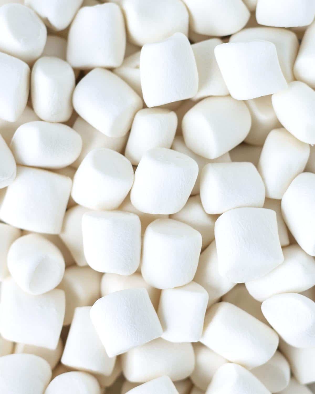 A close up shot of a pile of marshmallows.