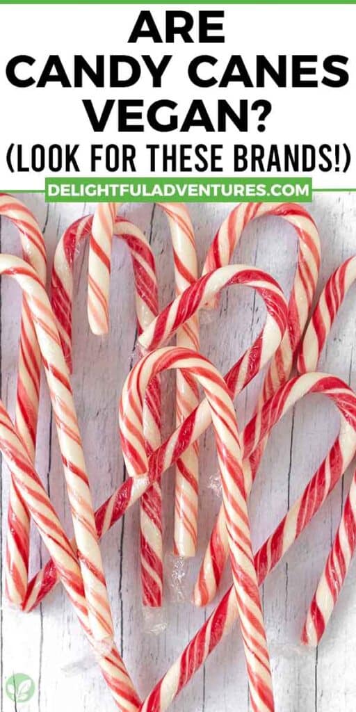 Pinterest pin showing candy canes and a text overlay, this image is to be used to pin this article to Pinterest.