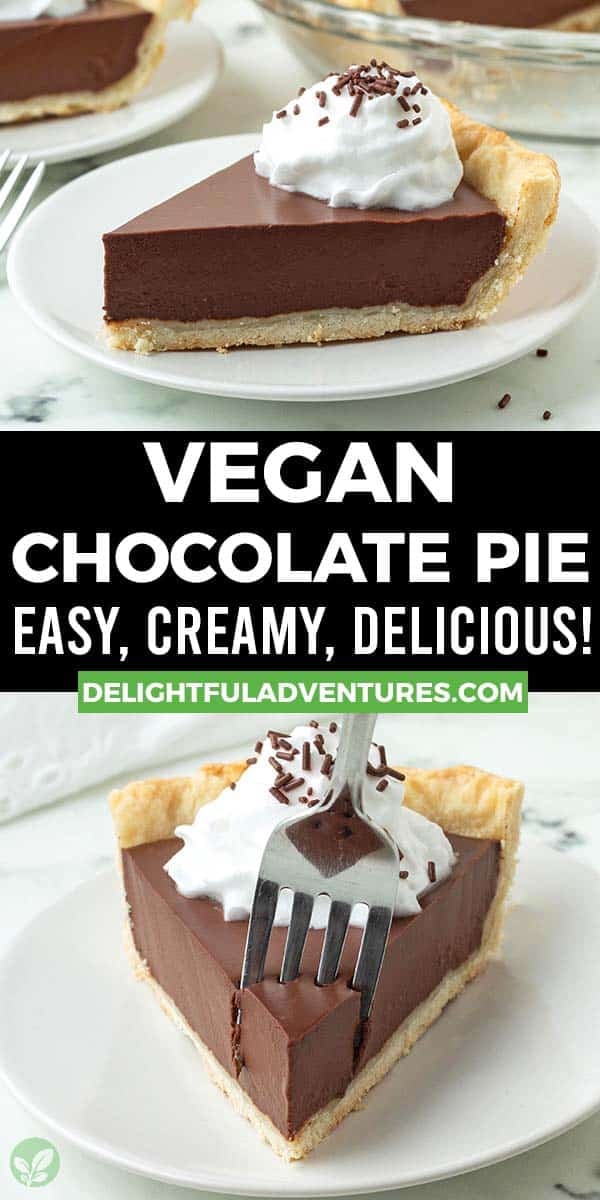 Vegan Chocolate Pie (No Tofu, No Nuts) - Delightful Adventures
